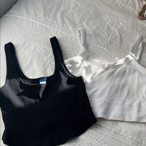 Ribbed Black and White Tank Tops